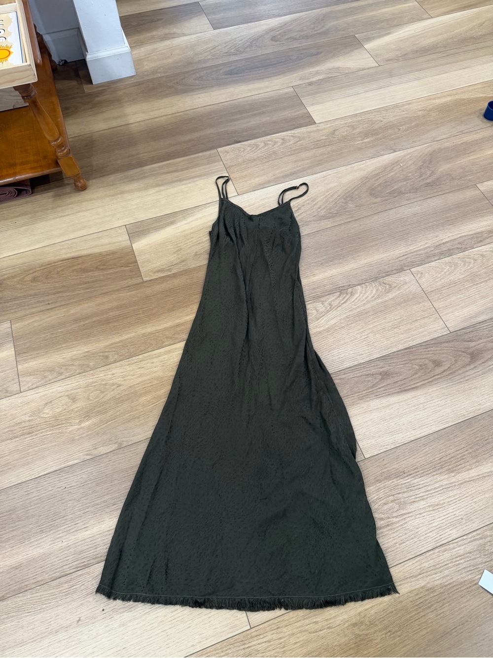 Nation LTD Women's Olive Slip Dress with Fringe Hem